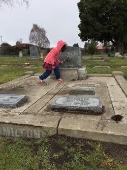 Liza at Steinbeck grave1.jpg